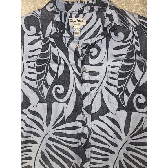 Cooke Street Shirt Mens L Black Gray Hawaiian Aloha Short Sleeve Camp Floral - Picture 3 of 5